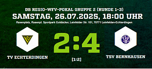 Pokal-Aus : TVE -TSV Bernhausen 2:4